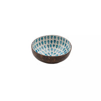 Coconut bowl with mother of pearl drops blue