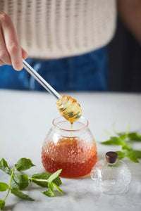 Set of honey jar and dipper