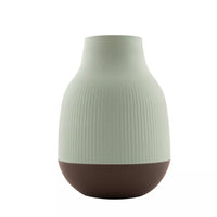 Vase en fibre de bambou vert sauge et gris foncé ø 18.1cm H 25cm