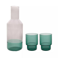 Set de 2 verres verts 220ml et carafe vert/gris 1L