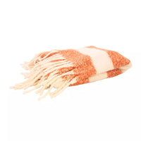 Plaid uit 100% gerecycleerd polyester wit/terracotta