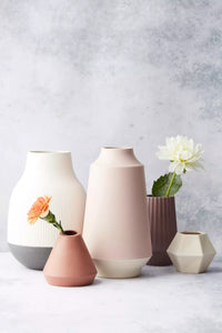 Geometric bamboo fiber vase off-white 10.8x9.5x8cm