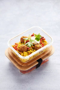 Glass lunch box with bamboo lid 1.1L
