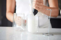 Set latte avec 2 verres à double paroi 350ml, mousseur à lait et pochoir à motifs