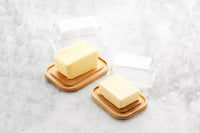 Bamboo butter dish with glass lid big FSC®