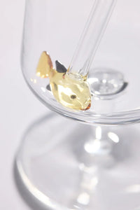 Set of 2 straws with fish made of borosilicate glass and brush 20cm