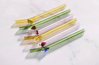Set van 6 rietjes met fruit uit borosilicaatglas 16cm