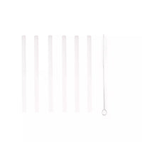 Set of 6 short glass cocktail drinking straws white with brush and pouch