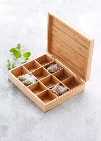 Bamboo tea box with 12 compartments FSC®