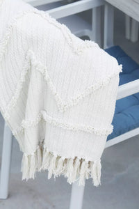 Plaid en coton 100% recyclé blanc