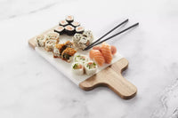 Marble & acacia wood serving board 38x18cm