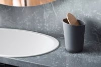 Poubelle en fibre de  bambou avec couvercle en bambou gris foncé