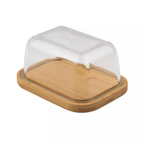 Bamboo butter dish with glass lid big FSC®