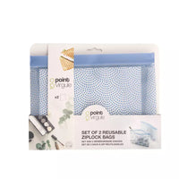 Set van 2 herbruikbare ziplock zakken met bodem blauw