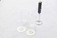 Set cappuccino avec 2 verres à double paroi 250ml, mousseur à lait et pochoir