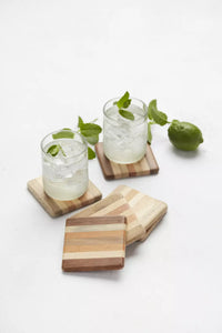 Set of 4 coasters from recycled wood