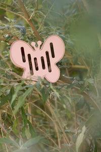 Maison pour papillons en fibre de bambou rose 19x16x12cm