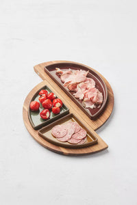 Sharing round acacia serving tray w/ magnets 33x33x2cm FSC®