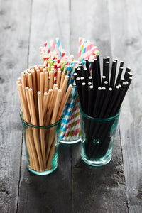 Set van 48 papieren rietjes zwart