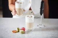 Set latte avec 2 verres à double paroi 350ml, mousseur à lait et pochoir à motifs