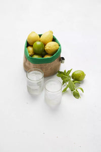 Broodmand uit jute en textiel 16x16cm