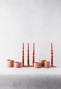 Bougeoir pour 3 bougies en céramique vieux rose