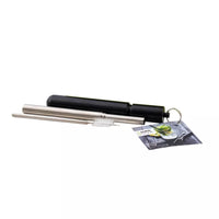 Telescopic straw with cleaning brush in metal holder rosé or mat black