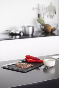 Snijplank uit houtvezel met sapgeul zwart 44x32.5cm FSC®