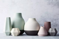 Geometric bamboo fiber vase sage green 10.8x9.5x20cm