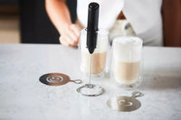 Set latte avec 2 verres à double paroi 350ml, mousseur à lait et pochoir à motifs