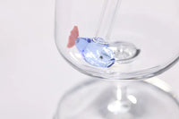 Set of 2 straws with fish made of borosilicate glass and brush 20cm