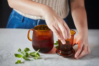 Tea cup with filter 600ml dark orange