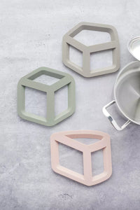 3D trivet cube green