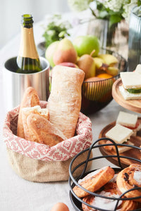 Broodmand uit jute en textiel 20x20cm