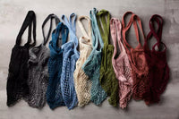 Parijse nettas met lange handvatten lichtblauw