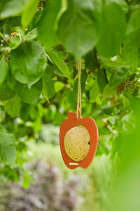 Voederhuisje appel vogels uit bamboevezel vintage maroon