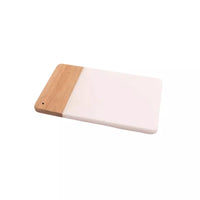 Marble & acacia wood serving board 28x17.5cm