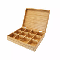 Bamboo tea box with 12 compartments FSC®