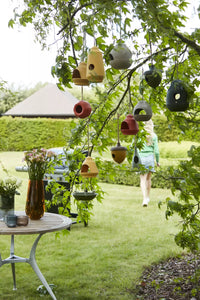 Vogelhuisje uit bamboevezel eikel groen