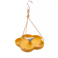 Vogelbad/voederschaal vogels uit bamboevezel okergeel