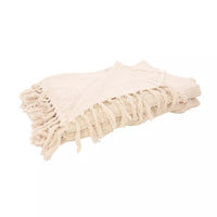 Plaid en coton 100% recyclé blanc