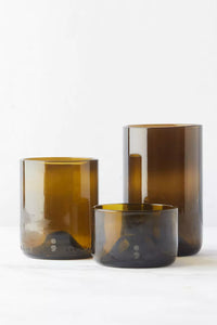 Set de 4 bols en verre surcyclé vert olive 100ml