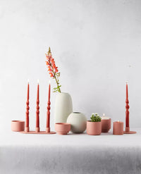 Bougeoir pour 3 bougies en céramique vieux rose