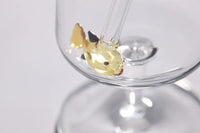 Set of 2 straws with fish made of borosilicate glass and brush 20cm