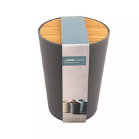 Poubelle en fibre de  bambou avec couvercle en bambou gris foncé