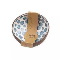 Coconut bowl with mother of pearl spheres blue