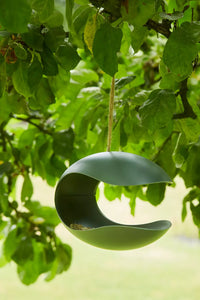 Bird feeder made of bamboo fiber in dark forest green