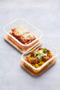 Glass lunch box with bamboo lid 1.1L