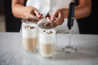 Set latte avec 2 verres à double paroi 350ml, mousseur à lait et pochoir à motifs