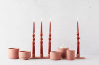 Bougeoir pour 3 bougies en céramique vieux rose